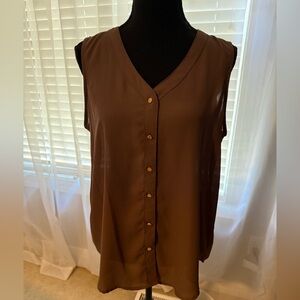 Maurices Mauve Brown Sleeveless Blouse with Gold Buttons